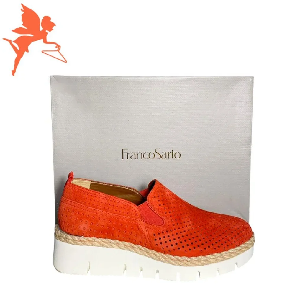 FRANCO SARTO Serla 2 Perforated Suede Platform Espadrille Loafers